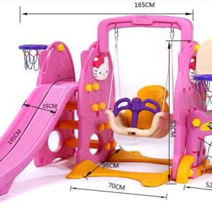 Cầu trượt xích đu và bóng rổ cho bé Hello kitty