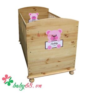 Giường cũi Teddy gỗ màu tự nhiên