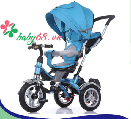 Xe ba bánh trẻ em có cần đẩy mái che