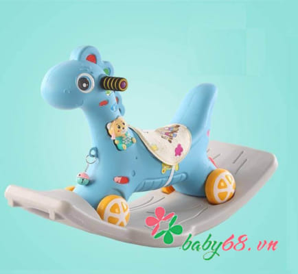 Ngựa bập bênh có đèn có nhạc có bánh xe