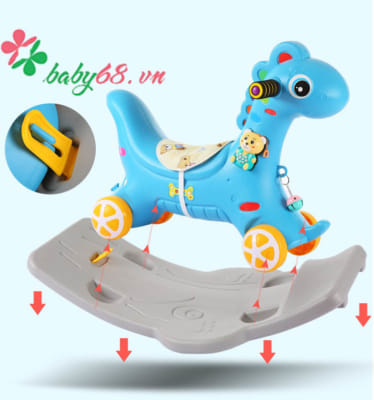 Ngựa bập bênh có đèn có nhạc có bánh xe