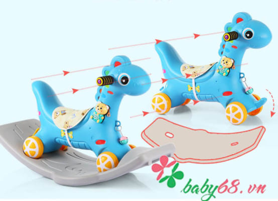 Ngựa bập bênh có đèn có nhạc có bánh xe