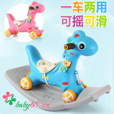 Ngựa bập bênh có đèn có nhạc có bánh xe