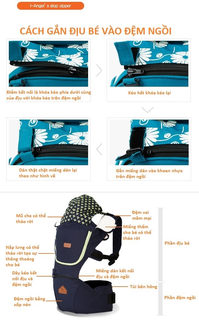 Địu Em Bé i-Angel Josh Hipseat Carrier IA-109 Địu Em Bé i-Angel Josh Hipseat Carrier IA-109