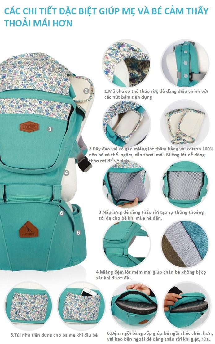 Địu-em-bé-I-Angle-FLEUR-Hipseat-Carrier-mint Địu-em-bé-I-Angle-FLEUR-Hipseat-Carrier-mint