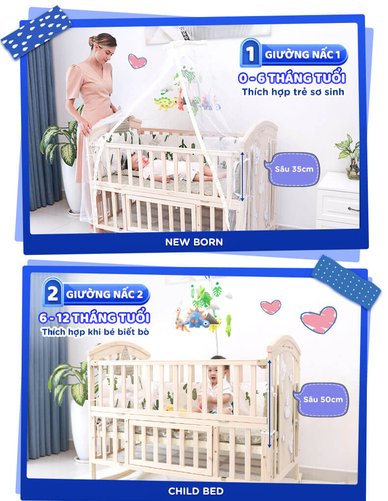 6 chế độ của nôi cũi cho bé đa năng Chilux