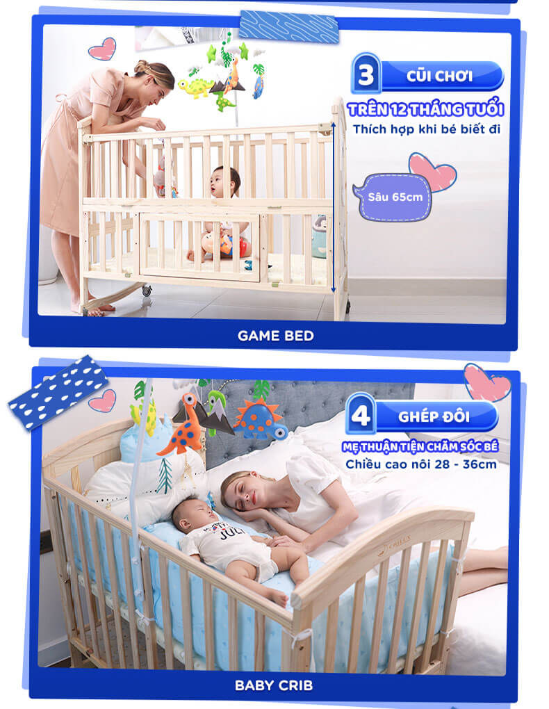 Giường nấc 3 và ghép đôi với giường bố mẹ