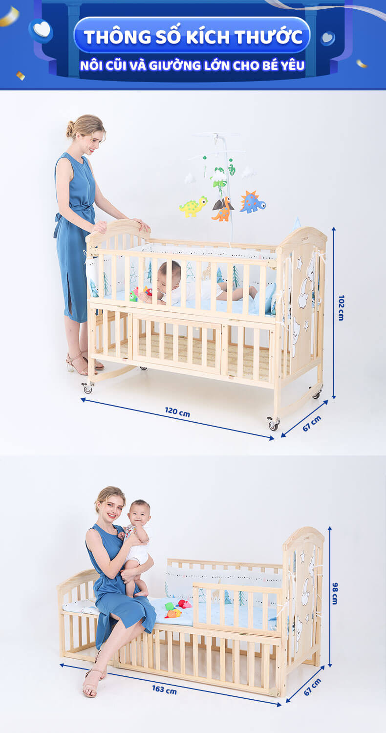 Thông số nôi cũi cho bé đa năng Chilux