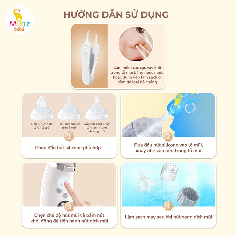 Máy hút mũi không dây Moaz BéBé MB - 095 11 huong dan su dung máy hút mũi moaz bebe mb095