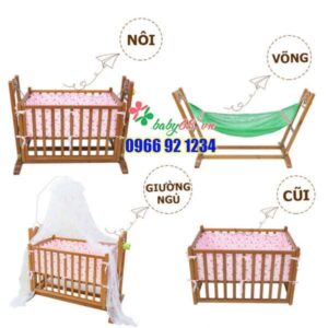 Nôi Gỗ đa Năng Màu Cánh Gián Dành Cho Trẻ Em 600x600