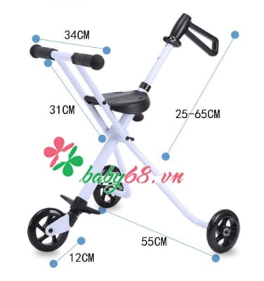 Xe đẩy 3 bánh gấp gọn thông minh