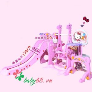 Cầu trượt xích đu và bóng rổ cho bé Hello kitty