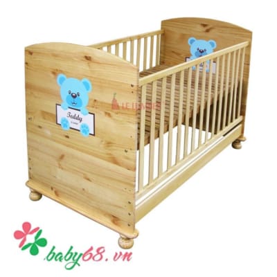 Giường cũi Teddy gỗ màu tự nhiên