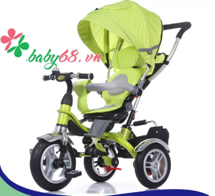 Xe ba bánh trẻ em có cần đẩy mái che