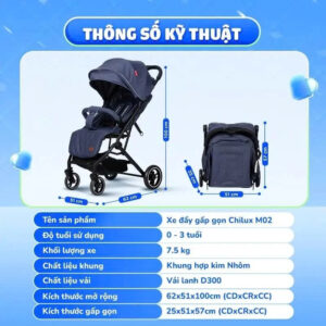 Alternative view of Xe đẩy gấp gọn Chilux M02 - Thiết kế khoa học, Tính năng vượt trội