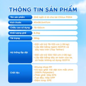 Ghế ngồi ô tô cho bé Chilux P004 - Đạt chuẩn I-size an toàn, hệ thống giảm chấn cao - Ảnh 13