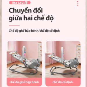 Ghế nhún rung gấp gọn cao cấp iiko - Ghế nhún bập bênh cho bé phát nhạc vải thoáng khí - Ảnh 3