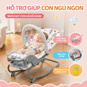 Ghế nhún rung gấp gọn cao cấp iiko - Ghế nhún bập bênh cho bé phát nhạc vải thoáng khí - Ảnh 9