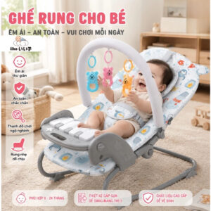 Ghế nhún rung gấp gọn cao cấp iiko - Ghế nhún bập bênh cho bé phát nhạc vải thoáng khí