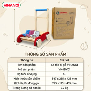 Xe tập đi gỗ VINANOI VN-BW01 – Hỗ trợ bé tập đi vững vàng từ những bước đầu - Ảnh 6